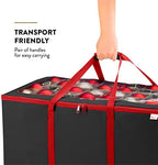 Premium Large Carrying Christmas Ornament storage Box with Clear Lid, 3" Compartment, Contains 10 Trays, Keeps 200 Holiday Ornaments & Xmas Accessories, Made Of Tear Proof Made Of 600D Oxford Fabric - Image 7
