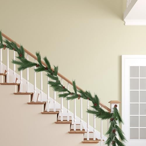 Jutom 13 ft Christmas Deluxe Norfolk Pine Garlands Artificial Long Decor - Image 3