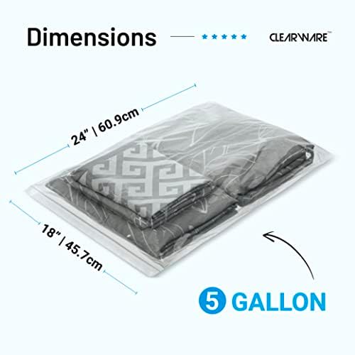 Clearware 50 Large Storage Bags With Zipper Top - 5 Gallon Bags 18" x 24", Extra Plastic for Clothes, Travel, Moving, Reusable freezer bags, BPA-Free, 2-mil Thick - Image 2