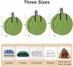 30 Inch Round Storage Bag 2 Pack,Watercolor Green Waterproof Wreath Storage Container with Handles&Zipper Solid Color Closet Organizer Bags Garland Box - Image 7