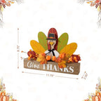 Glitzhome Thanksgiving Table Decoration for Home 11.75"L Thanksgiving Wooden Turkey Table Decor Thanksgiving Table Centerpiece for Autumn Harvest Party Home Kitchen Farmhouse - Image 2