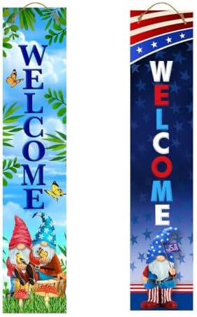 Briarwood Lane Spring Double Sided Reversible Pine 4th of July Porch Leaner 47x9.5 Gnome Sweet Gnome For Spring Porch Leaner by BriarwoodLane