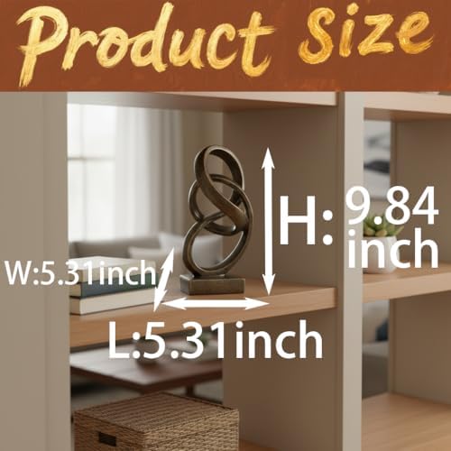 10" Modern Abstract Ribbon Decorative Sculpture, Knot Sculptures,Home Decor,Coffee Table Statues,Dining Living Room Desk Decor（Bronze Colored） - Image 3