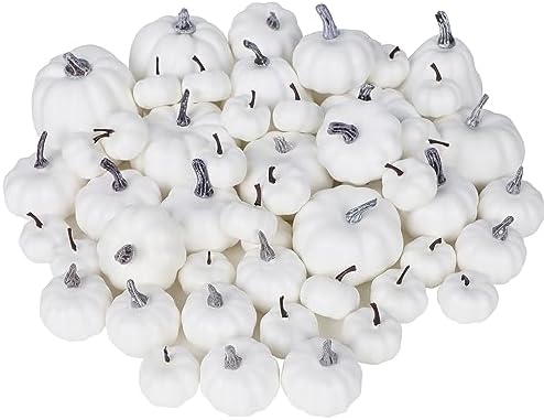 winemana 46 Pcs Artificial White Pumpkins Fall Decorations by winemana