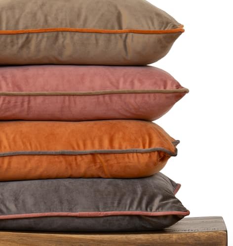 Burnt Orange Terracotta Decorative Throw Pillow Covers, Set of 4, 18x18 Inch Warm Neutral Velvet Accent Pillow Covers - Image 4