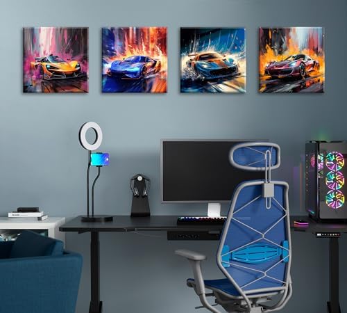 DJSYLIFE Car Posters Canvas Wall Art Man Cave 12x12 4-Panel - Image 3