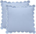 BEBE BASK Scalloped Pillow Cover Set of 2, 18x18, Cotton - Sky Blue/White by BEBEBASK%C2%AE