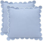 BEBE BASK Scalloped Pillow Cover Set of 2, 18x18, Cotton - Sky Blue/White by BEBEBASK%C2%AE