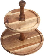 Acacia Wood 2 Tiered Serving Tray Display Stand by Saparim