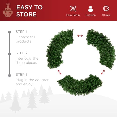 Best Choice Products 60in Large Artificial Pre-Lit Fir Christmas Wreath Holiday Accent Decoration w/ 375 Multicolor Lights, 930 PVC Tips - Image 6