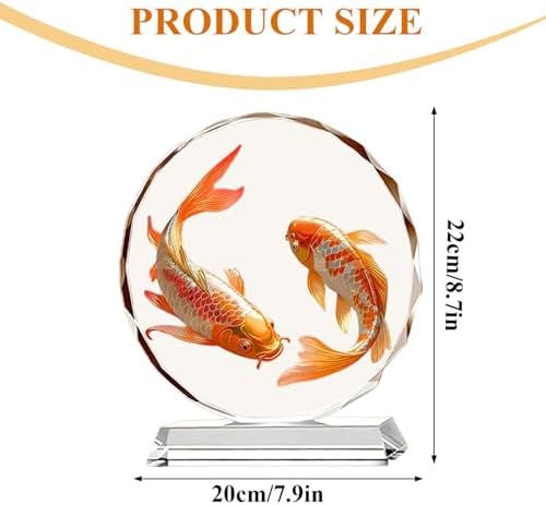 Chinese New Year Rooster & Lychee Crystal Ornament with Double Koi Fish for Feng Shui Wealth, Home Decor and Good Luck Gifts for Housewarming - Image 4