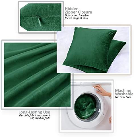 Nestl Throw Pillow Covers, Cozy Velvet Decorative Autumn Pillow Covers 22 x 22 Inches, Soft Solid Couch Pillow Covers for Sofa, Bed and Car, Set of 2 - Hunter Green - Image 3