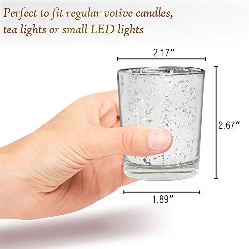 Volens Silver Party Decorations 72pcs, Mercury Glass Votive Candle Holders - Image 2