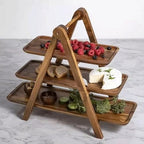 2X 3 Tier Serving Tray Wood Tiered Tray Decor Cake Stand Farmhouse Tiered Tray Party Serving Dishes and Platters Trays - Image 5