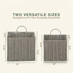 84ECO Set of 2 Grey Woven Paper Rope Hanging Baskets for Organizing, Front Door, Mail, Flowers - Image 7