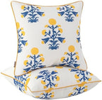 MIULEE Floral Outdoor Pillows Covers with Inserts 18x18 Blue and Yellow by MIULEE
