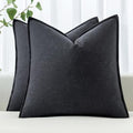 MIULEE Decorative Linen Euro Sham Pillow Covers 22x22 Inch Dark Gray by MIULEE
