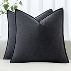 MIULEE Decorative Linen Euro Sham Pillow Covers 22x22 Inch Dark Gray by MIULEE