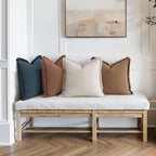 MIULEE Fall Linen Fringe Pillow Covers Set of 4 18x18 Beige/Brown/Blue - Image 2