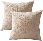 DOKOT Embroidery Throw Pillow Case Covers Square Cushion Cover 100% Cotton with Zipper for Home Decorative 20x20 inches(50x50cm) (Beige, 2 Pieces) by DOKOT