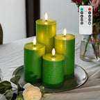 LUSHARBOR Green Flameless Candles, 4 Pack Battery Operated Candles for St. Patrick’s Day, Real Wax LED Fake Candles for Spring Decor Party Centerpiece Green by LUSHARBOR