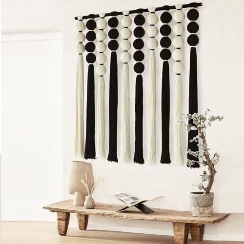 Macrame Wall Hanging Black White Sphericity Fiber Yarn Art 39"W*39"L - Image 4