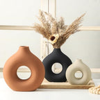Vanselia Ceramic Vase Home Table Decor - Flower Vases Set of 3 Small Living Room Centerpiece Decorations for Shelf Bedroom Office Kitchen Dining Desk Modern Aesthetic Farmhouse Decorative (Rust) - Image 7