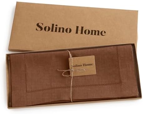 Solino Home 100% Linen Table Runner Brown, Classic Hemstitch 14 x 144 in - Image 5