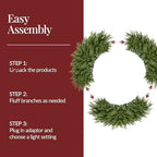 Best Choice Products Pre-Lit Cedar Cypress Christmas Wreath w/Twinkling LEDs, 60in Realistic Large Indoor/Outdoor Holiday Decor for Door, Plug-in - Image 7