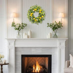 22 Inch Summer Lemon Greenery Wreath, Artificial Wreath with Yellow Lemons and Mixed Foliage, Farmhouse Front Door Wreath for Porch Wall Decor, Spring Summer Home Decoration - Image 3