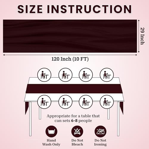 MDS Pack of 10 | Burgundy | 10ft Chiffon Table Runner 29x120 Inches Long Romantic Rustic Sheer Gauze Runner for Wedding Bridal Shower Birthday Banquets Engagement Spring Easter Boho Decorations - Image 3