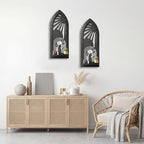 ZEXUIRU 2 Set Rustic Candle Sconces Living Room Bedroom Entryway Wood Mirrored, Farmhouse, Carved Frame Wall-Mount Wooden Candle Holders Wall Decor Hanging Handmade Holder - Black - Image 3