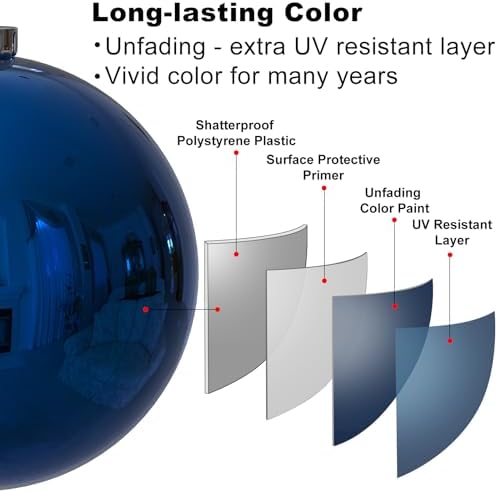 Royal Blue 6.0" Extra Large Christmas Balls - Christmas Tree Decoration Ornaments Shatterproof Hanging Shiny Balls for Birthday Holiday Wedding Decorations Set of 2pcs - Image 4