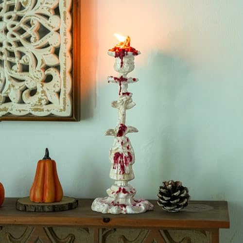Sungmor Cast Iron Candle Holder, 10.2in White Noblewoman Figurine Design - Image 5