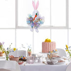 Easter Wreaths for Front Door with Lights,Easter Door Wreath,Easter Mesh Wreath,Bunny Spring Colorful Easter Decorations Holiday Ornament for Home Indoor Outdoor Supplies (Blue Bunny) - Image 2