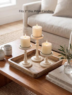 NUPTIO Wood Candle Holders for Pillars: Set of 3 Rustic Candle Stands - Image 3