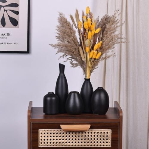 Black Ceramic Bud Vases Set of 5, Farmhouse & Mantle Decor, Home Decoration for Living Room, Kitchen & Office, Coffee Table Decor, Bulk Bud Vases - Image 4