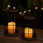 Rustic Farmhouse Decorative Lantern Set of 2, Boho Lanterns with LED Candles, Modern Farmhouse Indoor Outdoor Decor for Living Room Patio Porch Fireplace Kitchen Dining Table Centerpiece - Image 5