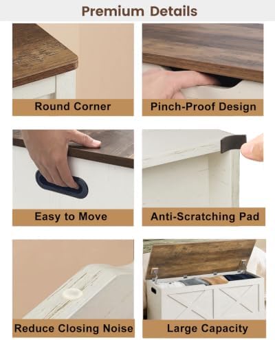Timberer 47.2" Storage Chest, Wooden Storage Bench, Entryway Shoes Bench - Image 6