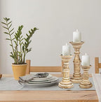 Homebia Design White Wash Pillar Candle Holder Set of 3 – 10, 8, 6 Inch - Image 4