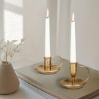 Vintage Iron Taper Candle Holder Set of 2 Antique Brass Candlestick Holders - Image 6