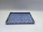 Decorative 3pcs Tray Set with Gold Handles, Elegant Luxury Style, for Living Room, Kitchen and Vanity. (Mosaic Blue Design) - Image 4