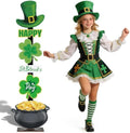 Lawnldyll 4.3FT St. Patrick’s Day Wooden Porch Sign, Shamrock Leprechaun Hat Standing Decor with base, Irish-Themed Pot of Gold Welcome Sign for Front Door Yard Home Party Festival Holiday Decoration by WelcometoLawnIdyll
