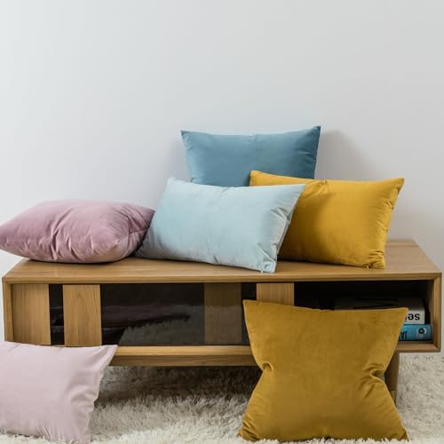 JUSPURBET 28x28 Euro Velvet Throw Pillow Covers Set of 2,Gold - Image 5