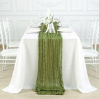 8 Pack Olive Green Cheesecloth Table Runner 120 Inch Boho Wedding Decor - Image 4