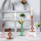 Hewory Glass Candlestick Holders Set: 3PCS Clear Taper Candle Holders Bulk - Image 4