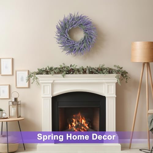 26 Inch Large Lavender Wreaths for Front Door Outside Summer Spring Wreaths for Front Door Floral Wreath All Season for Wedding Farmhouse Porch Wall Room Home Decor - Image 7