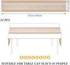 Xinnun 12 Pcs Burlap Table Runners with Lights Lace, 12 x 108 in, Vine - Image 2