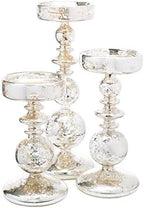 Richland Pillar Candle Holders Unique Mercury Bubble Set of 3 by Richland