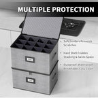 2-Pack Wine Glass Storage Box with Dividers, Hard Shell Stemware Storage - Image 3